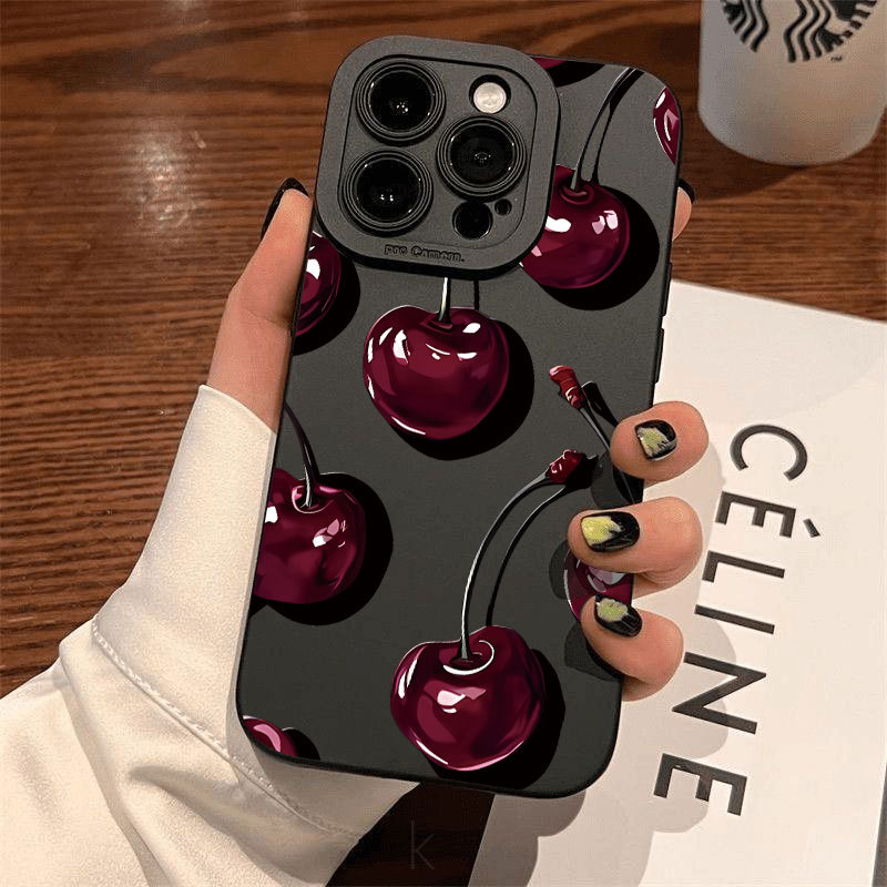 Phone Cases Cherry - Capa Protetora Preta Antichoque Cherry para