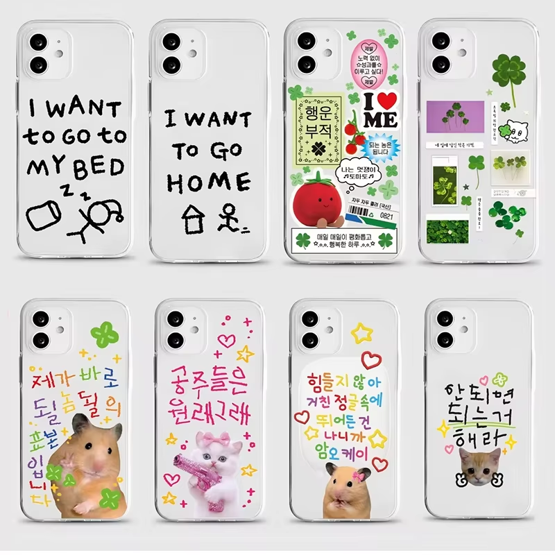 Phone Cases Cute Iphone 13 - Capa Transparente Coreana Fofa com Trevo