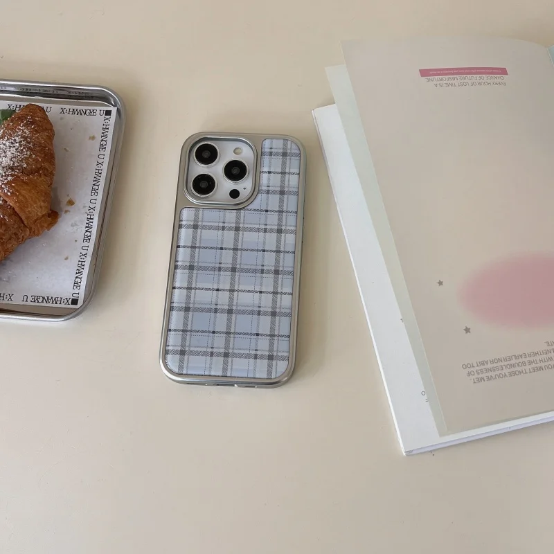 Phone Cases Blue - Coreano ins epóxi azul xadrez padrão