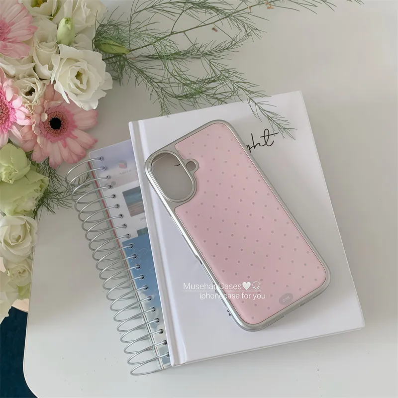 Phone Cases Art - Coreano ins creme rosa bolinhas arte