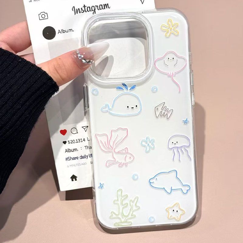 Phone Cases Drawing - Linha desenhos de pequenos animais do