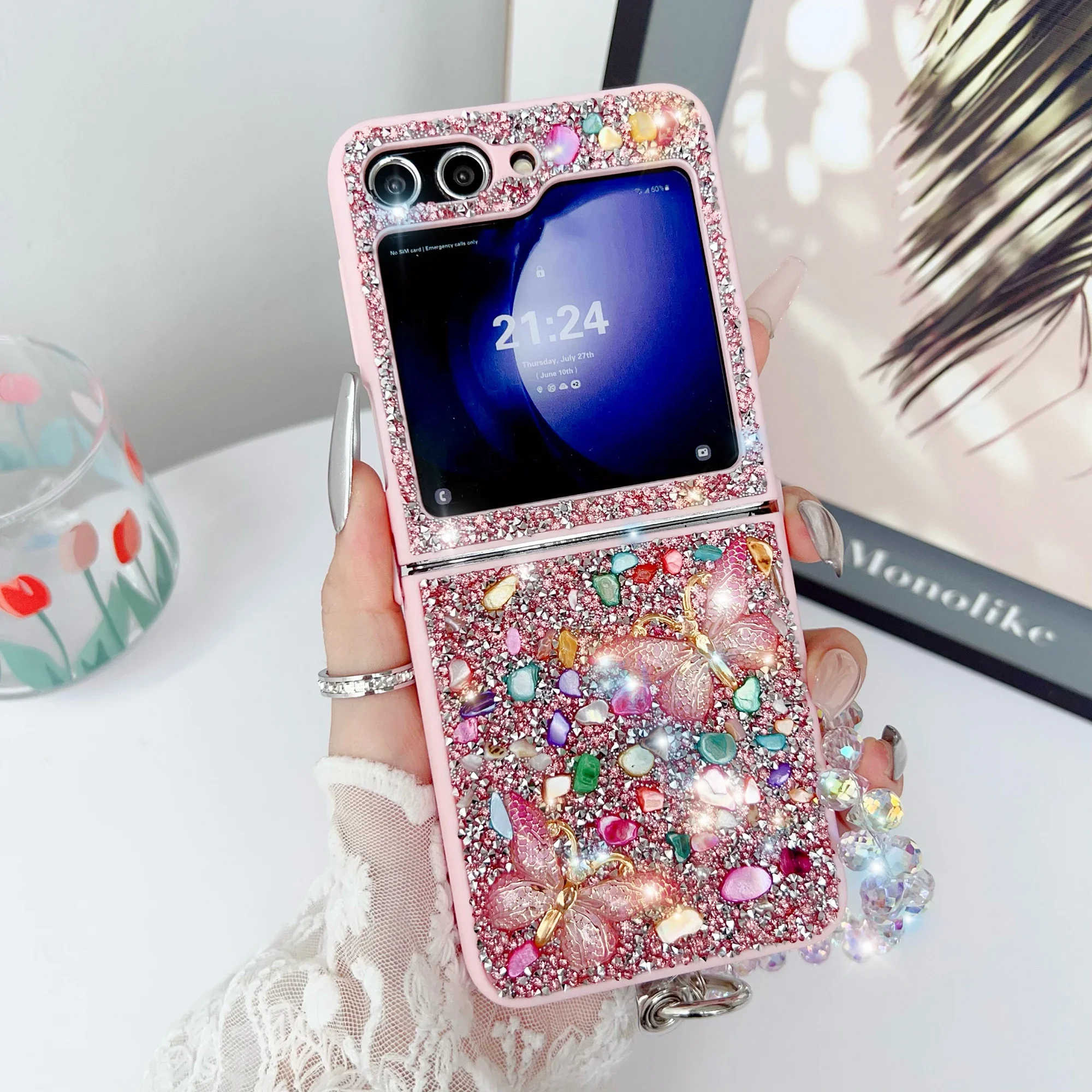 Phone Cases With Straps - Luxo glitter caso de telefone para
