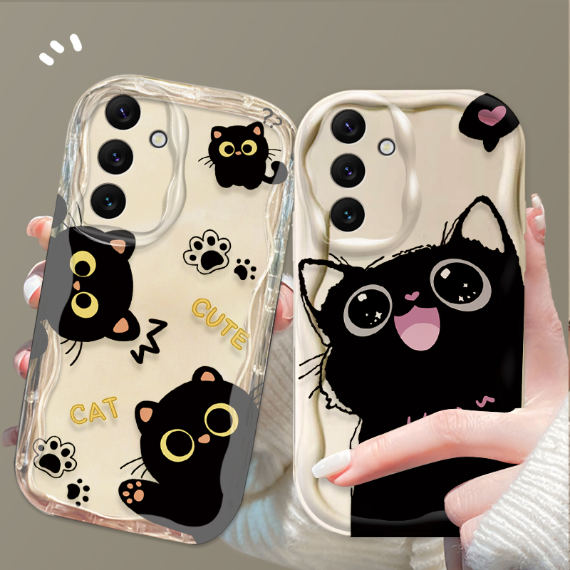 Phone Cases A14 Samsung - Bonito olhos grandes gato preto caso
