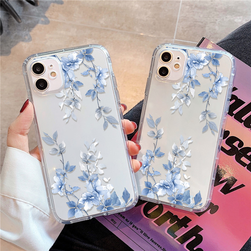 Phone Cases Blue - Flor azul transparente caso de telefone