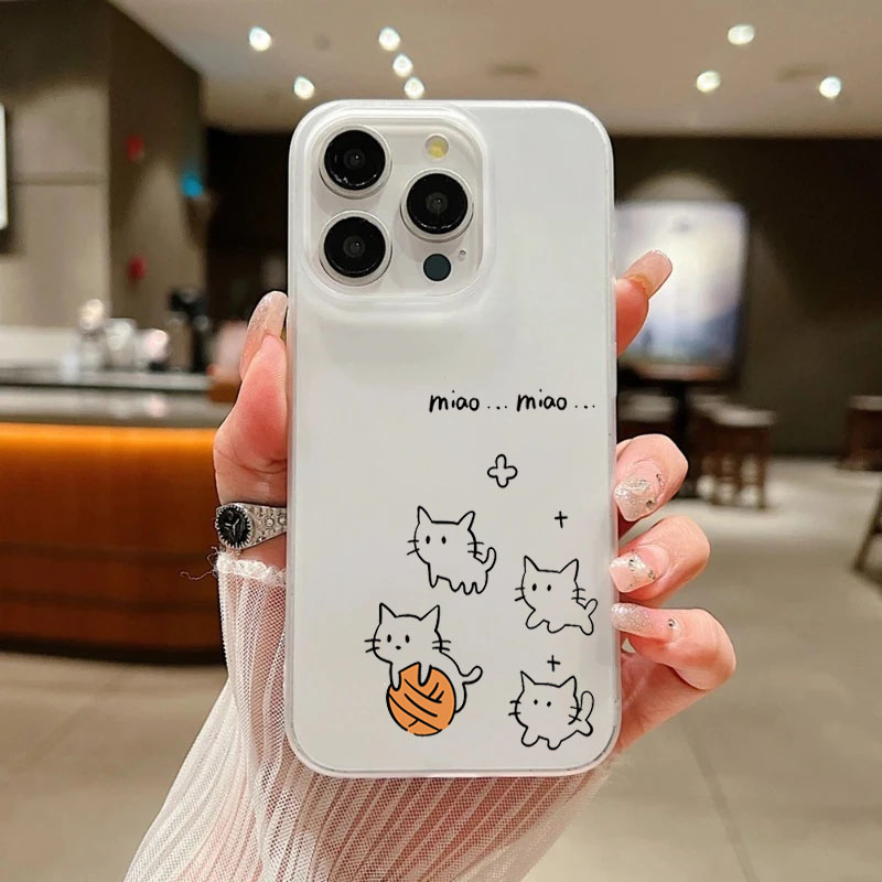 Bonito gato preto padrão caso  - Phone Cases Cute Iphone 13 avaliação e preço