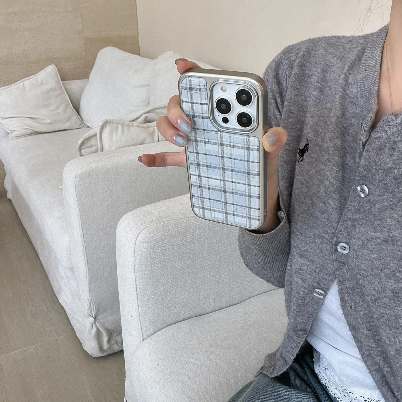 Coreano ins epóxi azul xadrez  - Phone Cases Blue avaliação e preço