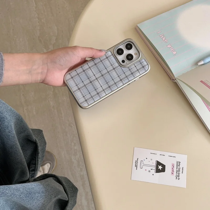 Coreano ins epóxi azul xadrez  - Phone Cases Blue avaliação e preço