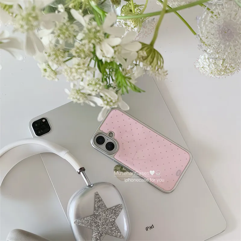 Coreano ins creme rosa bolinha - Phone Cases Art avaliação e preço