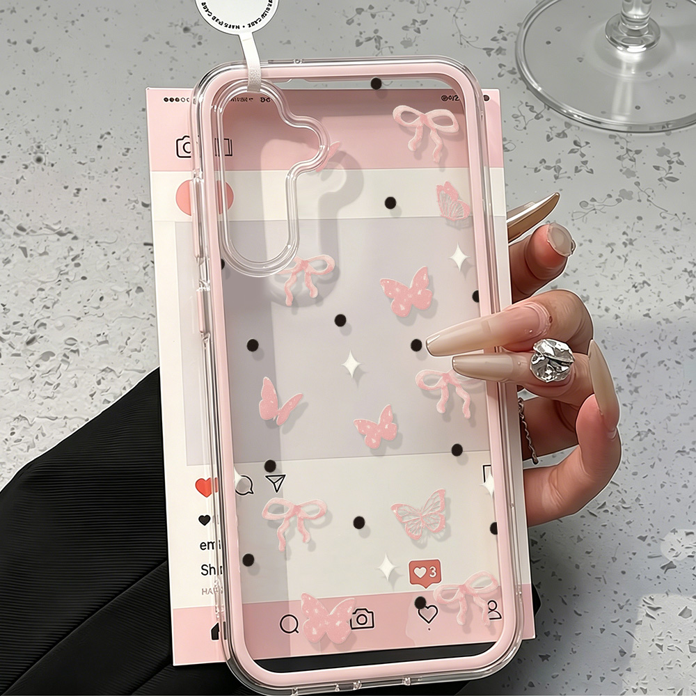 Capa de Telefone Rosa Fofa com - Phone Cases That Cover The Camera avaliação e preço