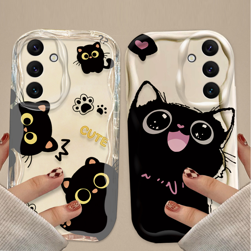 Bonito olhos grandes gato pret - Phone Cases A14 Samsung avaliação e preço