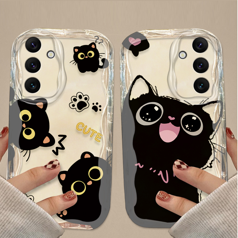 Bonito olhos grandes gato pret - Phone Cases A14 Samsung avaliação e preço