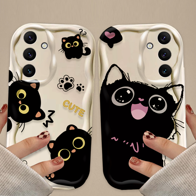 Bonito olhos grandes gato pret - Phone Cases A14 Samsung avaliação e preço