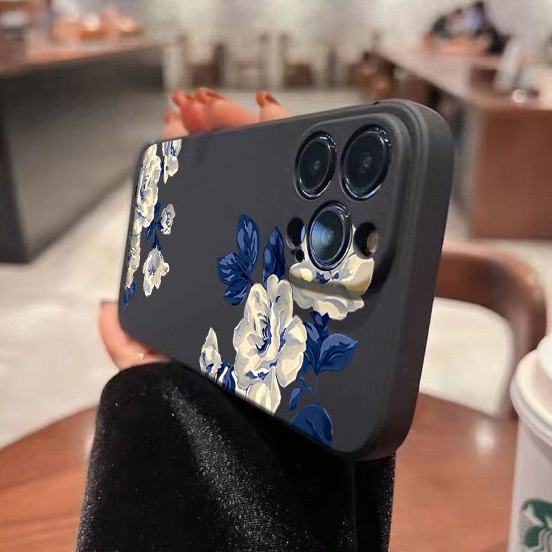 Flor azul e branca caso de tel - Phone Cases Galaxy A17 avaliação e preço