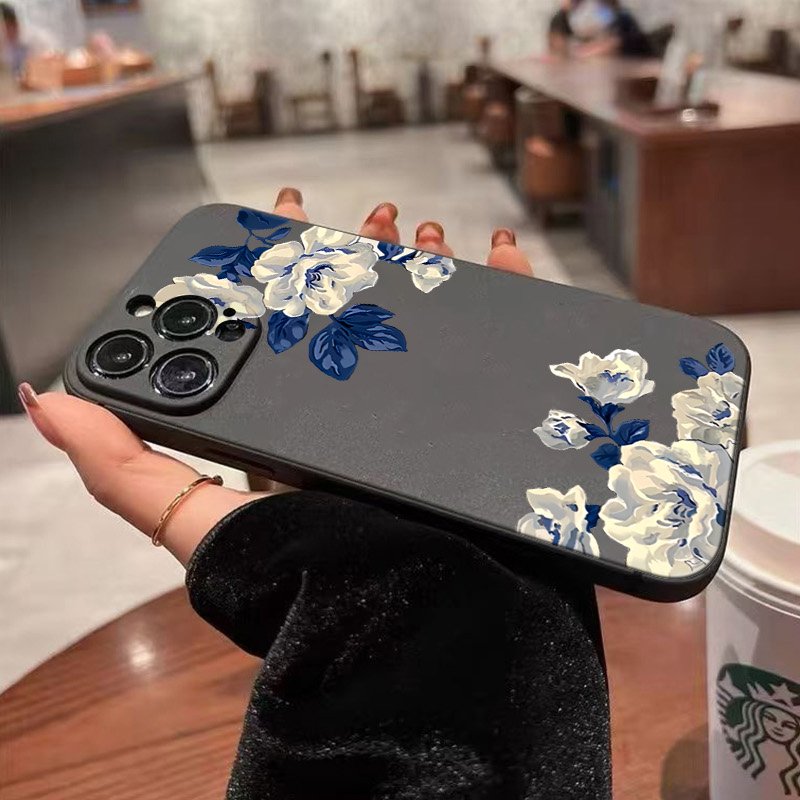 Flor azul e branca caso de tel - Phone Cases Galaxy A17 avaliação e preço